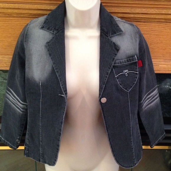 LET ME B. FADED DARK DENIM GRAY JEAN JACKET SIZE 7 - Picture 3 of 6